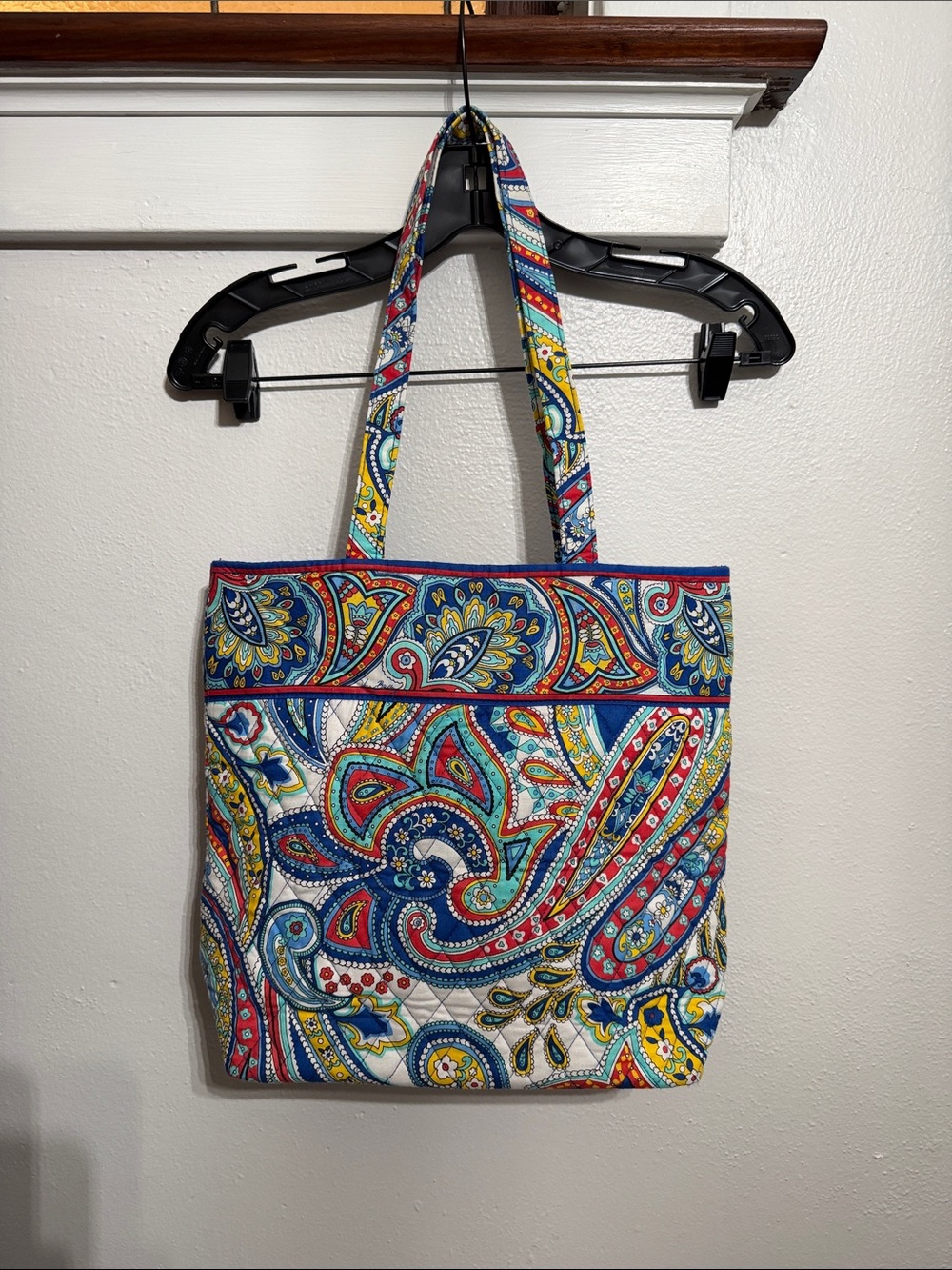 Vera Bradley Paisley Quilted Tote in Blue, Red, Yellow